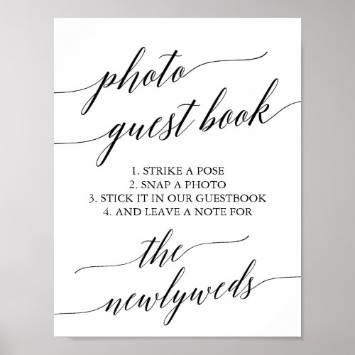Elegant Black Calligraphy Photo Guest Book