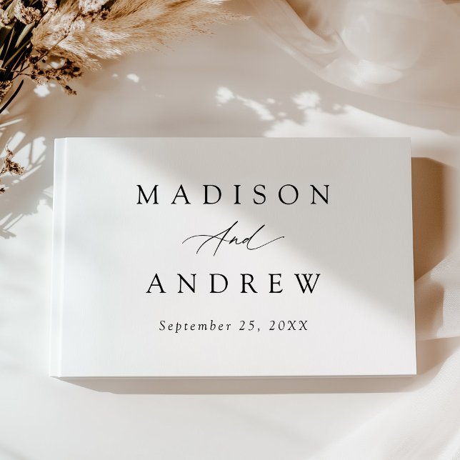 Elegant Black Calligraphy Photo Wedding Guest Book (Creator Uploaded)