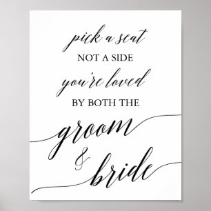 Elegant Black Calligraphy Pick A Seat Sign