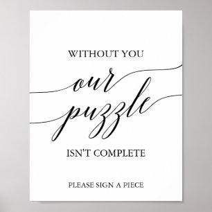 Elegant Black Calligraphy Puzzle Guestbook Sign