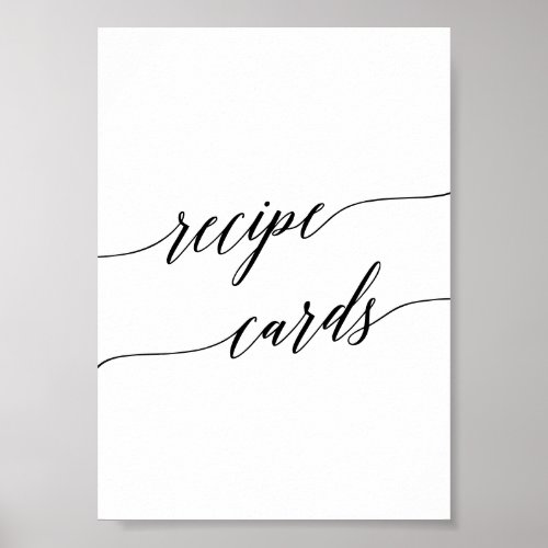 Elegant Black Calligraphy Recipe Cards Sign