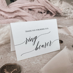 Elegant Black Calligraphy Ring Bearer Thank You Card