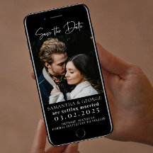 Elegant Black Calligraphy Save the Date