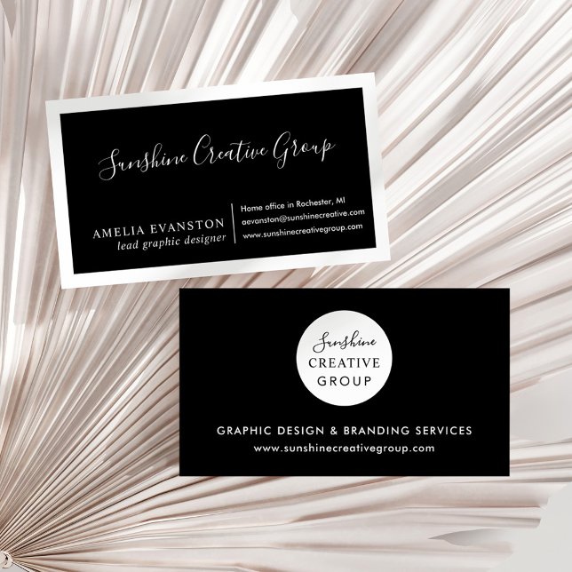Elegant Black Calligraphy Script Modern Business Card (Creator Uploaded)