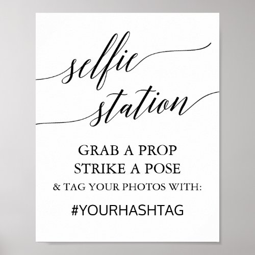 Elegant Black Calligraphy Selfie Station Sign