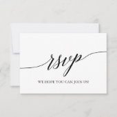 Elegant Black Calligraphy Simple RSVP Card (Front)