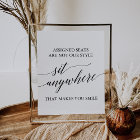 Elegant Black Calligraphy Sit Anywhere Sign