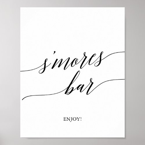 Elegant Black Calligraphy Smores Bar Sign