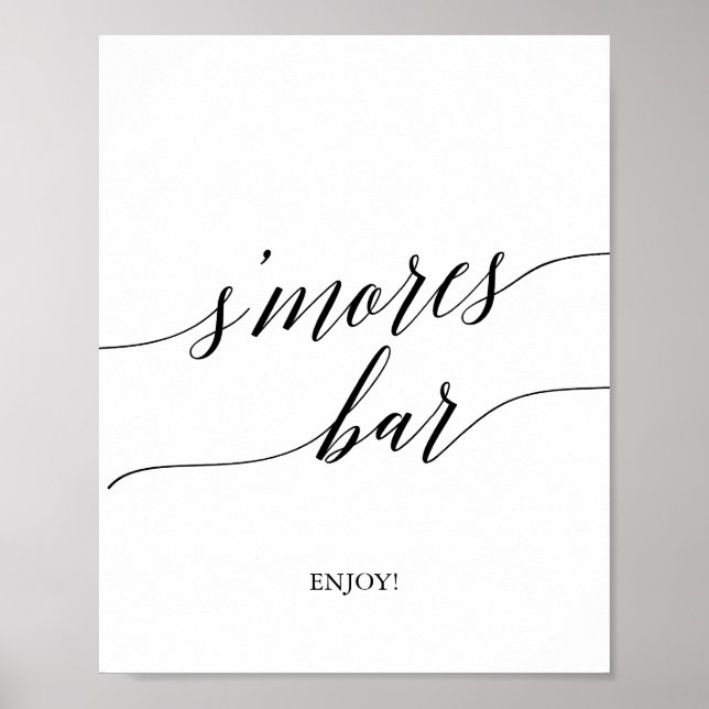 Elegant Black Calligraphy S'mores Bar Sign (Front)