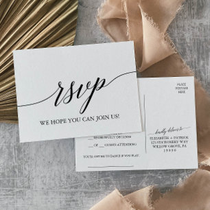 Elegant Black Calligraphy Song Request RSVP Invitation Postcard