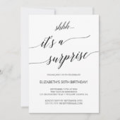 Elegant Black Calligraphy Surprise Party Invitation (Front)