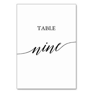 Elegant Black Calligraphy Table Nine Table Number