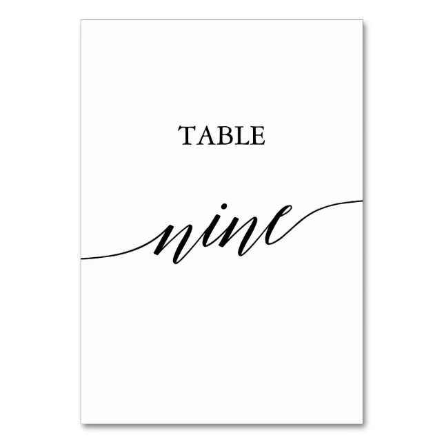 Elegant Black Calligraphy Table Nine Table Number (Front)