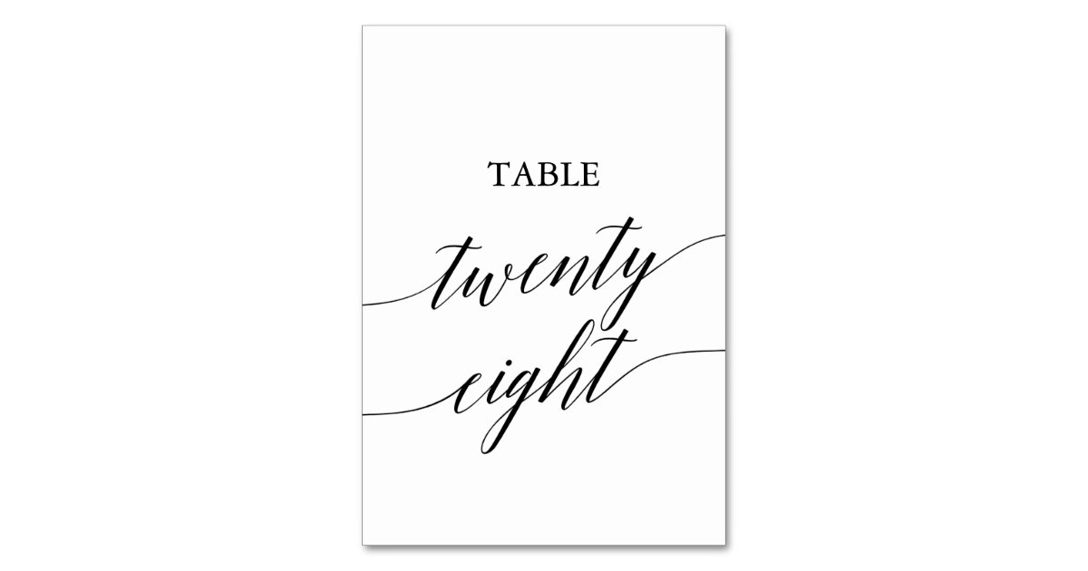 Elegant Black Calligraphy Table Number 28 | Zazzle.com