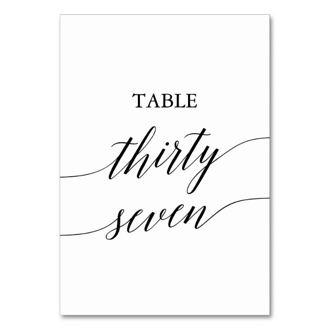 Elegant Black Calligraphy Table Number 37 (Front)
