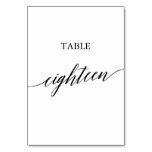 Elegant Black Calligraphy Table Number Eighteen Elegant Black Calligraphy Table Number Eighteen