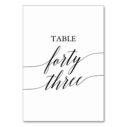 Elegant Black Calligraphy Table Number Forty Three