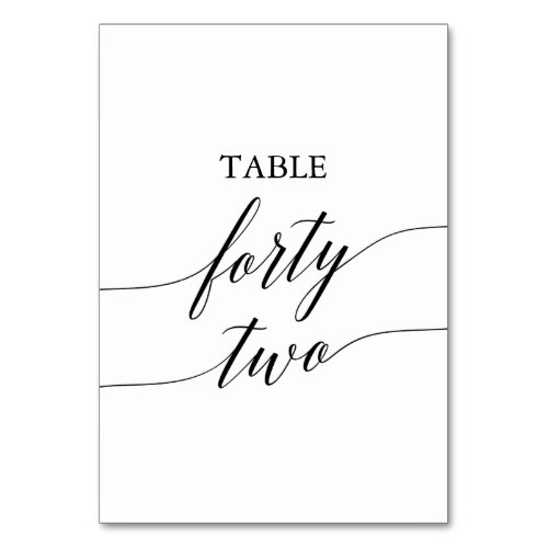Elegant Black Calligraphy Table Number Forty Two