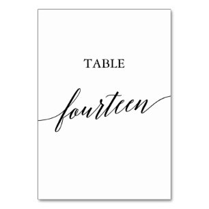 Elegant Black Calligraphy Table Number Fourteen
