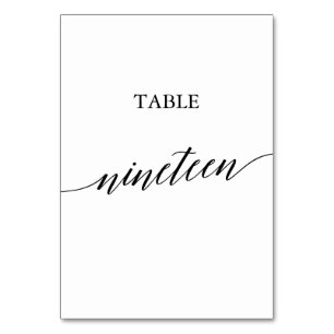 Elegant Black Calligraphy Table Number Nineteen