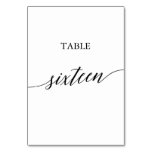 Elegant Black Calligraphy Table Number Sixteen Elegant Black Calligraphy Table Number Sixteen