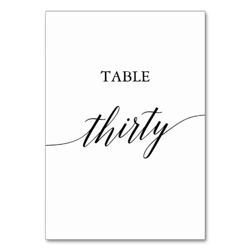 Elegant Black Calligraphy Table Number Thirty