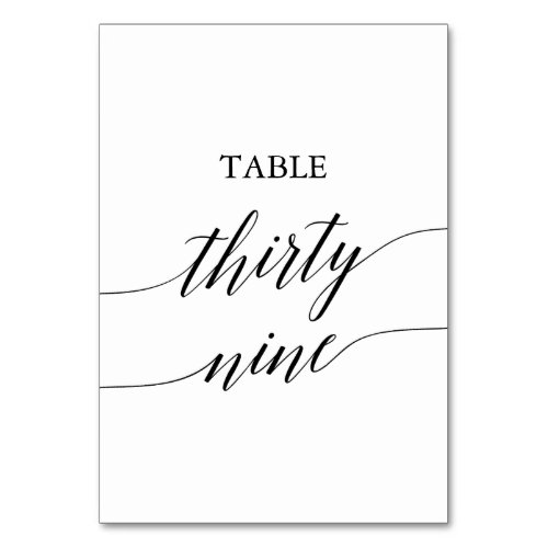 Elegant Black Calligraphy Table Number Thirty Nine
