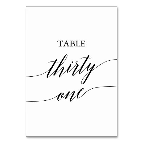 Elegant Black Calligraphy Table Number Thirty One