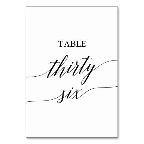 Elegant Black Calligraphy Table Number Thirty Six