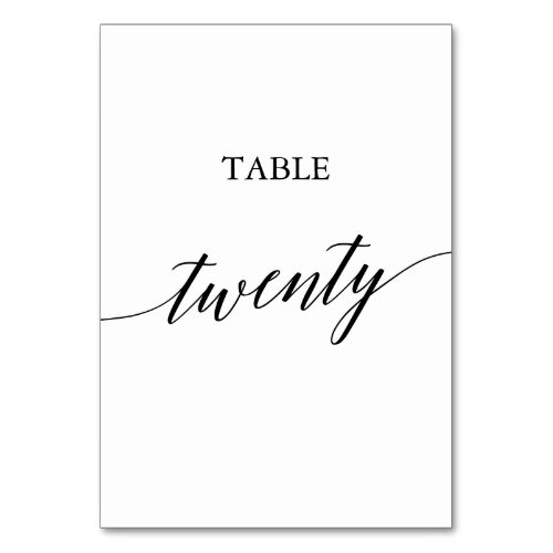 Elegant Black Calligraphy Table Number Twenty