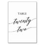 Elegant Black Calligraphy Table Number Twenty Two
