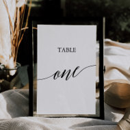 Elegant Black Calligraphy Table One Table Number
