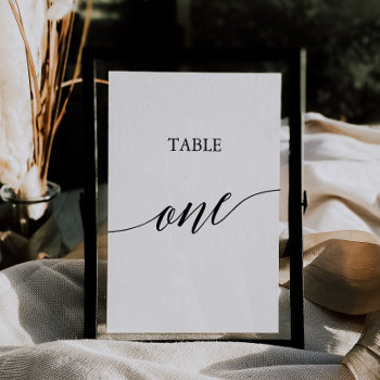 Elegant Black Calligraphy Table One Table Number by FreshAndYummy at Zazzle