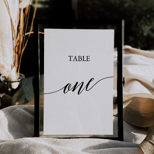 Elegant Black Calligraphy Table One Table Number