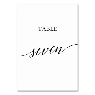 Elegant Black Calligraphy Table Seven Table Number