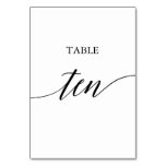 Elegant Black Calligraphy Table Ten Table Number
