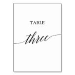 Elegant Black Calligraphy Table Three Table Number