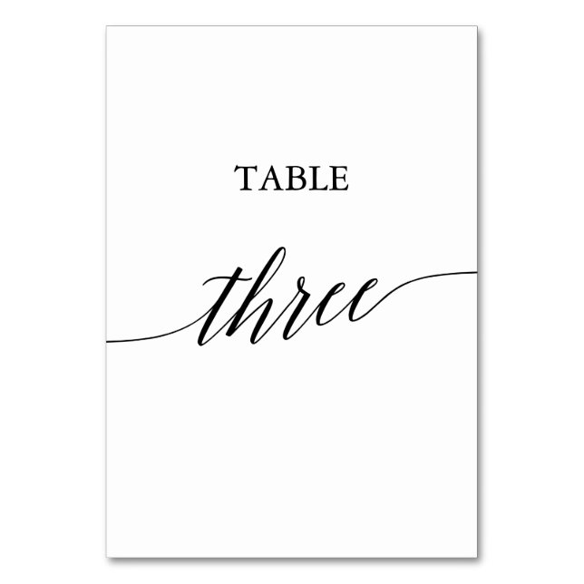 Elegant Black Calligraphy Table Three Table Number (Front)