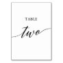 Elegant Black Calligraphy Table Two Table Number