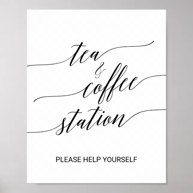 Elegant Black Calligraphy Tea and Coffee Sign | Zazzle