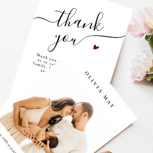 Elegant Black Calligraphy Thank You Baby Shower Card
