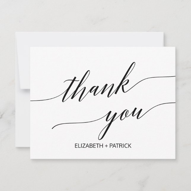 Elegant Black Calligraphy Thank You Card (Front)
