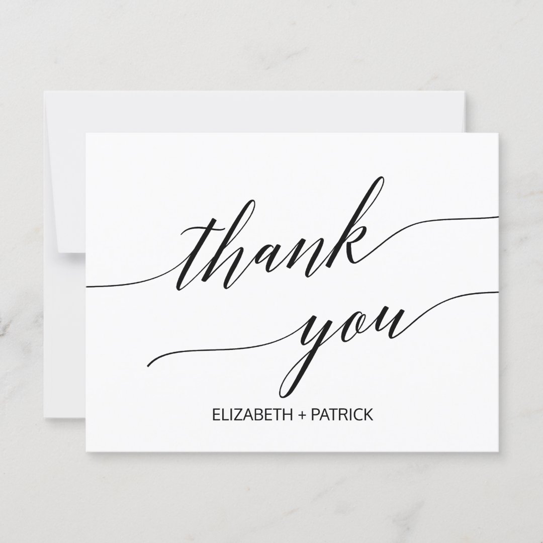 Elegant Black Calligraphy Thank You Card | Zazzle