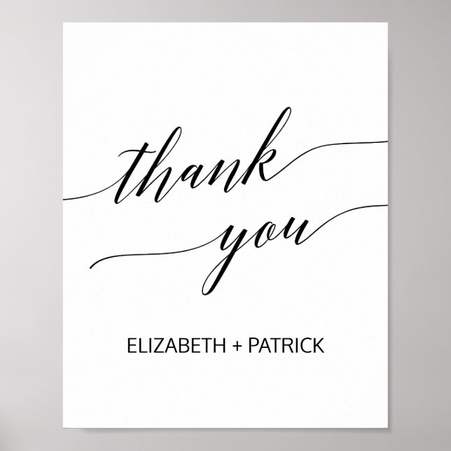 Elegant Black Calligraphy Thank You Poster (Front)