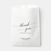 Elegant Black Calligraphy Thank You Wedding Favor Bag (Front)