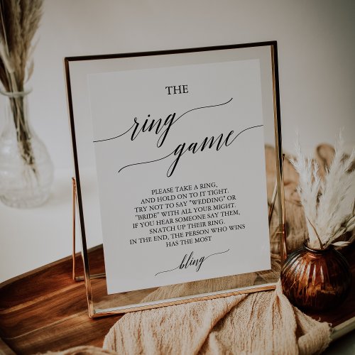 Elegant Black Calligraphy The Ring Game Sign