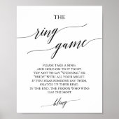 Elegant Black Calligraphy The Ring Game Sign (Front)