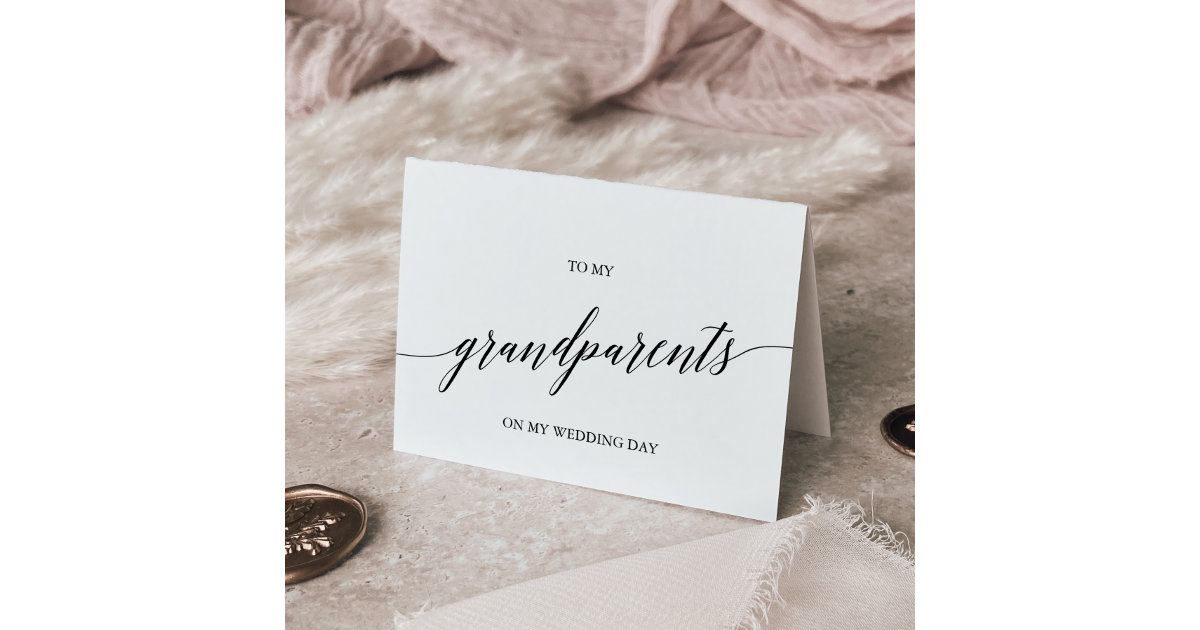 Elegant Black Calligraphy To My Grandparents Card | Zazzle