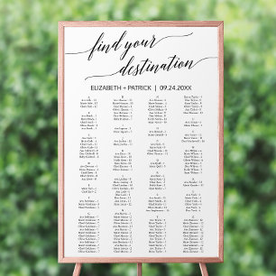 Elegant Black Calligraphy Travel Seating Chart