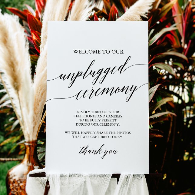 Elegant Black Calligraphy Unplugged Ceremony Foam Board (Creator Uploaded)